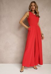Czerwony Kombinezon Bez Rękawów z Nogawkami Wide Leg Noreldi. Czerwone sukienki Renee, m, bez wzorów, eleganckie, bez kołnierzyka, bez ramiączek. W wyprzedaży za 127.99 zł.