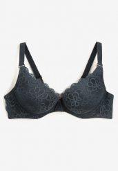 Ciemnozielony Biustonosz Push-Up z Koronkowego Materiału Chrisianna. Zielone biustonosze Born2be, bez wzorów, z koronki. Za 59.99 zł.