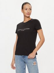 Tommy Hilfiger T-Shirt Heritage C-Nk WW0WW31999 Czarny Regular Fit. Czarne t-shirty Tommy Hilfiger, xxs, bez wzorów, z bawełny, bez kołnierzyka, bez ramiączek. Za 129.99 zł.