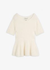 Wełniany sweter z baskinką, z miękkiej mieszanki wełny. Czerwone swetry bonprix, bez wzorów, z materiału, bez ramiączek. Za 219.99 zł.