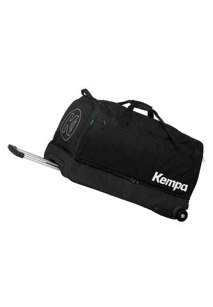 Torba na kółkach Kempa Trolley. Czarne torby sportowe Kempa, bez wzorów, z materiału, duże. Za 458.85 zł.