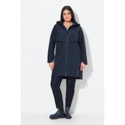 Damskie parka boczne rozcięcia na zamek kaptur kieszenie na zamek. Niebieskie płaszcze Ulla Popken, plus size, bez wzorów, z bawełny, sportowe, bez kaptura. W wyprzedaży za 639.99 zł.