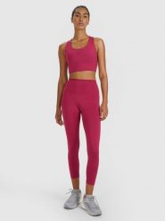 4F Legginsy treningowe 7/8 z wysokim stanem damskie - czerwone S. Czerwone legginsy 4f, bez wzorów, z dzianiny, sportowe. Za 119.99 zł.