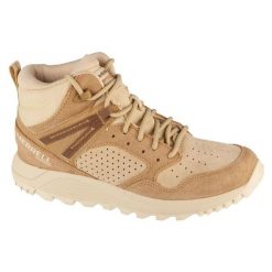 Buty Merrell Wildwood Mid Leather Wp J038298 beżowy. Brązowe buty treningowe bez wzorów, z gumy, bez zapięcia. Za 687.35 zł.