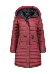 Geographical Norway Płaszcz zimowy "Batiga" w kolorze bordowym rozmiar: XL. Czerwone płaszcze Geographical Norway, na zimę, xl, bez wzorów, z puchu, bez kaptura. Za 390.92 zł.
