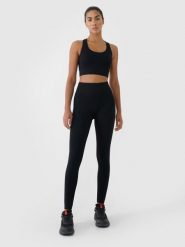 4F Legginsy treningowe bezszwowe damskie - czarne XS/S. Czarne legginsy 4f, s, bez wzorów, z dzianiny, z podwyższonym stanem, na fitness i siłownię. Za 119.99 zł.