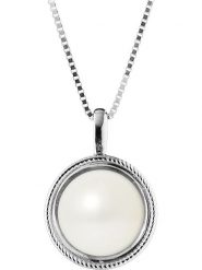 Pearl Addict Srebrny naszyjnik z zawieszką - dł. 42 cm rozmiar: onesize. Białe naszyjniki Pearl Addict, z materiału, z perłą, srebrne. Za 208.99 zł.