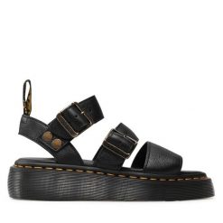 Sandały Dr. Martens. Czarne sandały Dr Martens, bez wzorów, bez obcasa, na płaskiej podeszwie, bez zapięcia. Za 849.99 zł.