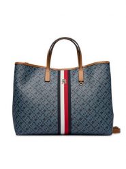 Tommy Hilfiger Torebka Th Monoplay Satchel Corp AW0AW19516 Granatowy. Niebieskie shopper bag Tommy Hilfiger, bez wzorów, ze skóry, bez dodatków. Za 949.99 zł.