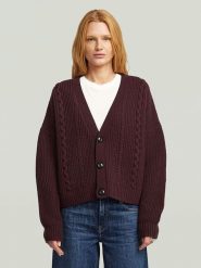 G-Star Wełniany kardigan w kolorze ciemnofioletowym rozmiar: XL. Różowe swetry G-Star, xl, bez wzorów, z wełny, retro, bez ramiączek. Za 272.95 zł.