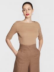 Lauren Ralph Lauren Bluzka 200654963147 Brązowy Regular Fit. Brązowe bluzki Lauren Ralph Lauren, m, bez wzorów, z bawełny, bez kołnierzyka, bez ramiączek. Za 249.99 zł.