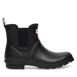 Kalosze Hunter. Czarne kalosze Hunter, bez wzorów, bez zapięcia. Za 219.99 zł.