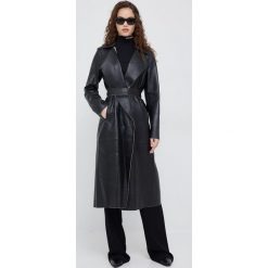 Calvin Klein płaszcz skórzany damski kolor czarny przejściowy niezapinany. Czarne płaszcze Calvin Klein, bez wzorów, z materiału, klasyczne, bez kaptura. W wyprzedaży za 2,879.90 zł.