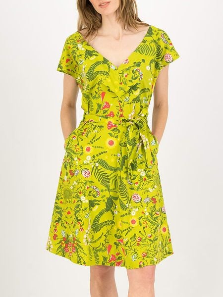 Blutsgeschwister Sukienka "True Love Hourglass" w kolorze jasnozielonym rozmiar: XL. Zielone sukienki Blutsgeschwister, xl, bez wzorów, z bawełny, bez kołnierzyka, bez ramiączek, mini, rozkloszowane. Za 153.34 zł.