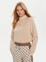 Guess Bluza Olympe V4YQ05 KCAY2 Beżowy Regular Fit. Brązowe bluzy Guess, xxs, z aplikacjami, z syntetyku, bez ramiączek, bez kaptura. Za 209.33 zł.