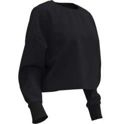 Bluza damska Domyos Gym & Pilates crop. Czarne bluzy DOMYOS, m, bez wzorów, z bawełny, eleganckie, bez ramiączek, bez kaptura. Za 59.99 zł.