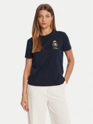 Tommy Hilfiger T-Shirt Gold Crest WW0WW46153 Granatowy Regular Fit. Niebieskie t-shirty Tommy Hilfiger, xxl, bez wzorów, z bawełny, bez kołnierzyka, bez ramiączek. Za 179.99 zł.