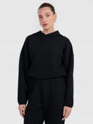 BLUZA DAMSKA DRESOWA 4F Z DZIANINY O SPLOCIE WAFLOWYM TSWSF1847 KOLOR CZARNY. Czarne bluzy bez kaptura 4f, l, bez wzorów, z dresówki, bez kaptura, do biegania. Za 179.99 zł.