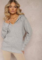 Szara Klasyczna Bluza z Kapturem i Sznurkami Ballata. Szare bluzy Renee, l, bez wzorów, z jeansu, casualowe, bez ramiączek, z kapturem. W wyprzedaży za 47.99 zł.