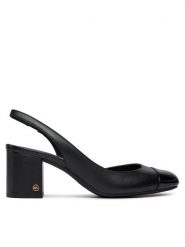 MICHAEL Michael Kors Sandały Perla Flex Sling Pump 40R4PLMP1L Czarny. Czarne sandały MICHAEL Michael Kors, bez wzorów, ze skóry, bez obcasa, na słupku, bez zapięcia. Za 449.99 zł.