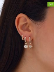 Nakkash Pozłacane kolczyki-kreole (3 szt.) z cyrkoniami rozmiar: onesize. Żółte kolczyki Nakkash, z cyrkonią, pozłacane. Za 70.08 zł.