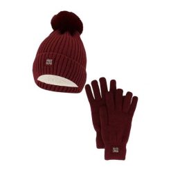Damski Zimowy Zestaw Termiczny - Czapka + Rękawiczki - Burgundowy. Czerwone czapki zimowe HEAT KEEPER, bez wzorów, z poliesteru, sportowe. W wyprzedaży za 134.32 zł.