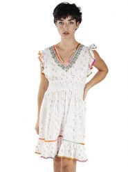 Isla Bonita by SIGRIS Sukienka w kolorze białym rozmiar: XL. Białe sukienki Isla Bonita by SIGRIS, xl, z aplikacjami, z bawełny, bez kołnierzyka, bez ramiączek, midi. Za 132.05 zł.