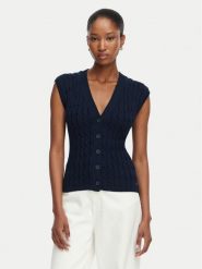 Tommy Hilfiger Kardigan Mid Gg Cable WW0WW50075 Granatowy Regular Fit. Niebieskie swetry Tommy Hilfiger, m, bez wzorów, z bawełny, bez ramiączek. Za 529.99 zł.