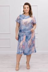 Szyfonowa sukienka Morena w błękitno-różowy marmurkowy print XXL OVERSIZE LATO. Czerwone sukienki Moda Size Plus Iwanek, na co dzień, s, bez wzorów, z elastanu, bez kołnierzyka, bez ramiączek, mini, oversize. Za 329.00 zł.