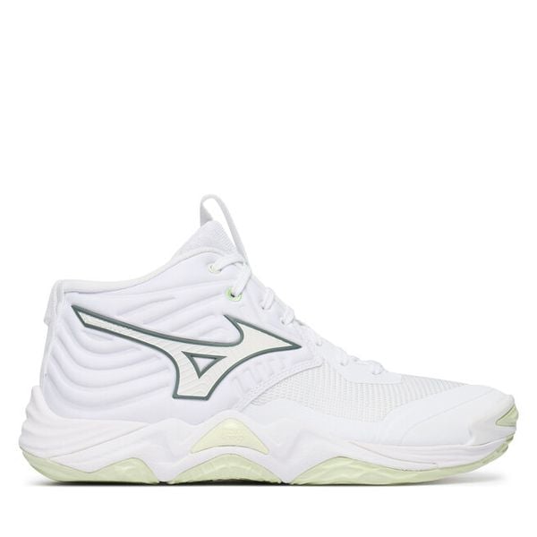 Buty halowe Mizuno. Białe buty sportowe lifestyle Mizuno, bez wzorów, sportowe, bez zapięcia, mizuno wave. Za 729.99 zł.