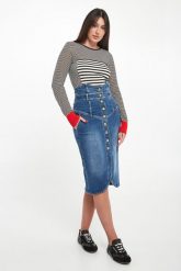 Spódnica jeansowa midi ELISABETTA FRANCHI. Spódnice Elisabetta Franchi, bez wzorów, z jeansu, midi. Za 2,639.00 zł.