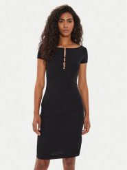 Guess Sukienka codzienna W4YK13 KAQL2 Czarny Regular Fit. Czarne sukienki Guess, na co dzień, xs, z aplikacjami, bez kołnierzyka, bez ramiączek, proste. Za 239.99 zł.