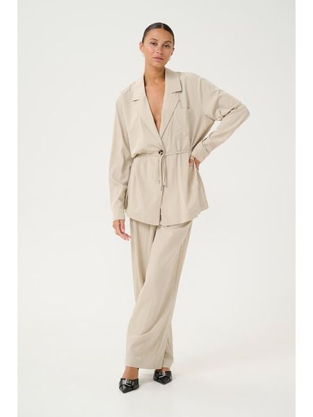 Kaffe Bluzka w kolorze beżowym rozmiar: 44. Brązowe bluzki Kaffe, bez wzorów, z tkaniny, bez kołnierzyka, bez ramiączek. Za 148.96 zł.