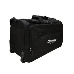 Torba duffle na kółkach Cleveland Golf. Czarne swetry CLEVELAND GOLF, bez wzorów, z materiału, eleganckie, bez ramiączek. Za 537.50 zł.