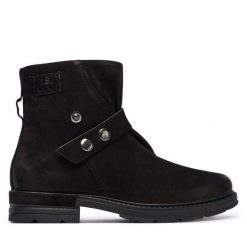 Botki Josef Seibel. Czarne botki Josef Seibel, bez wzorów, bez obcasa, na płaskiej podeszwie, bez zapięcia. Za 429.99 zł.
