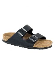 Birkenstock Skórzane klapki "Arizona" w kolorze czarnym rozmiar: 40. Czarne klapki Birkenstock, bez wzorów, klasyczne, z otwartym noskiem, bez obcasa, bez zapięcia. Za 435.87 zł.