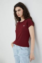 G-Star Raw t-shirt damski kolor bordowy. Czerwone t-shirty G-Star Raw, l, bez wzorów, z dzianiny, retro, bez kołnierzyka, bez ramiączek. Za 99.99 zł.