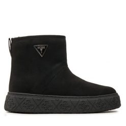 Botki Guess. Czarne botki Guess, z aplikacjami, bez obcasa, na płaskiej podeszwie, bez zapięcia. Za 499.99 zł.