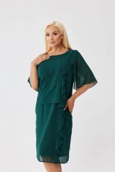 Sukienka Estelle w kolorze butelkowej zieleni - zwiewna szyfonowa kreacja PLUS SIZE XXL OVERSIZE JESIEŃ. Zielone sukienki Moda Size Plus Iwanek, na imprezę, l, bez wzorów, z elastanu, eleganckie, z asymetrycznym kołnierzem, plus size, bez ramiączek, midi, asymetryczne. Za 379.90 zł.
