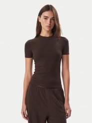 Guess T-Shirt O6BM13 K5058 Brązowy Slim Fit. Brązowe t-shirty Guess, l, z aplikacjami, z lyocellu, bez kołnierzyka, bez ramiączek. Za 154.99 zł.