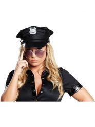 Rubie`s Czapka "Police Cap" w kolorze czarnym rozmiar: 57 cm. Czarne czapki z daszkiem bez wzorów, z materiału. Za 32.98 zł.