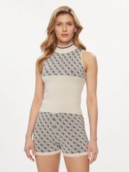 Guess Sweter Lise W3YR26 Z37K0 Beżowy Regular Fit. Brązowe swetry Guess, xs, z aplikacjami, z syntetyku, bez ramiączek. Za 179.99 zł.