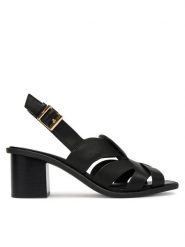 Tommy Hilfiger Sandały Cross Blocked Heel Sandal FW0FW09135 Czarny. Czarne sandały Tommy Hilfiger, bez wzorów, ze skóry, bez obcasa, na słupku, bez zapięcia. Za 569.99 zł.
