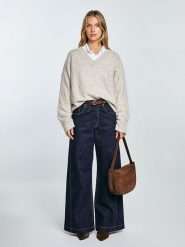 BIG STAR Sweter w kolorze beżowym rozmiar: S/M. Brązowe swetry BIG STAR, m, bez wzorów, retro, bez ramiączek. Za 139.99 zł.