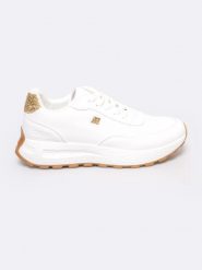 Sneakersy damskie ze skóry ekologicznej białe RR274490 101. Białe buty sportowe lifestyle BIG STAR, bez wzorów, ze skóry ekologicznej, eleganckie, bez zapięcia. Za 169.99 zł.