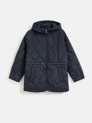 Pikowana kurtka - granatowy. Niebieskie kurtki Reserved, l, bez wzorów, z tkaniny, bez kaptura. Za 179.99 zł.