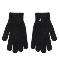 Rękawiczki Damskie Guess. Czarne rękawiczki Guess, z aplikacjami, z dzianiny. Za 129.99 zł.