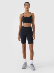 4F Legginsy kolarki treningowe damskie - czarne M. Czarne legginsy 4f, m, bez wzorów, z dzianiny, z podwyższonym stanem, na fitness i siłownię. Za 99.99 zł.