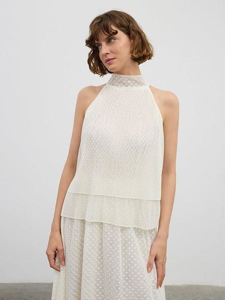 BGN Bluzka w kolorze kremowym rozmiar: 40. Brązowe bluzki BGN, bez wzorów, bez kołnierzyka, bez ramiączek. Za 87.19 zł.