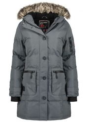 Canadian Peak Parka "Axelus" w kolorze szarym rozmiar: S. Szare płaszcze Canadian Peak, s, z aplikacjami, bez kaptura. Za 311.12 zł.